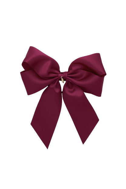 Oversized Bow Pony/Clip - Wine