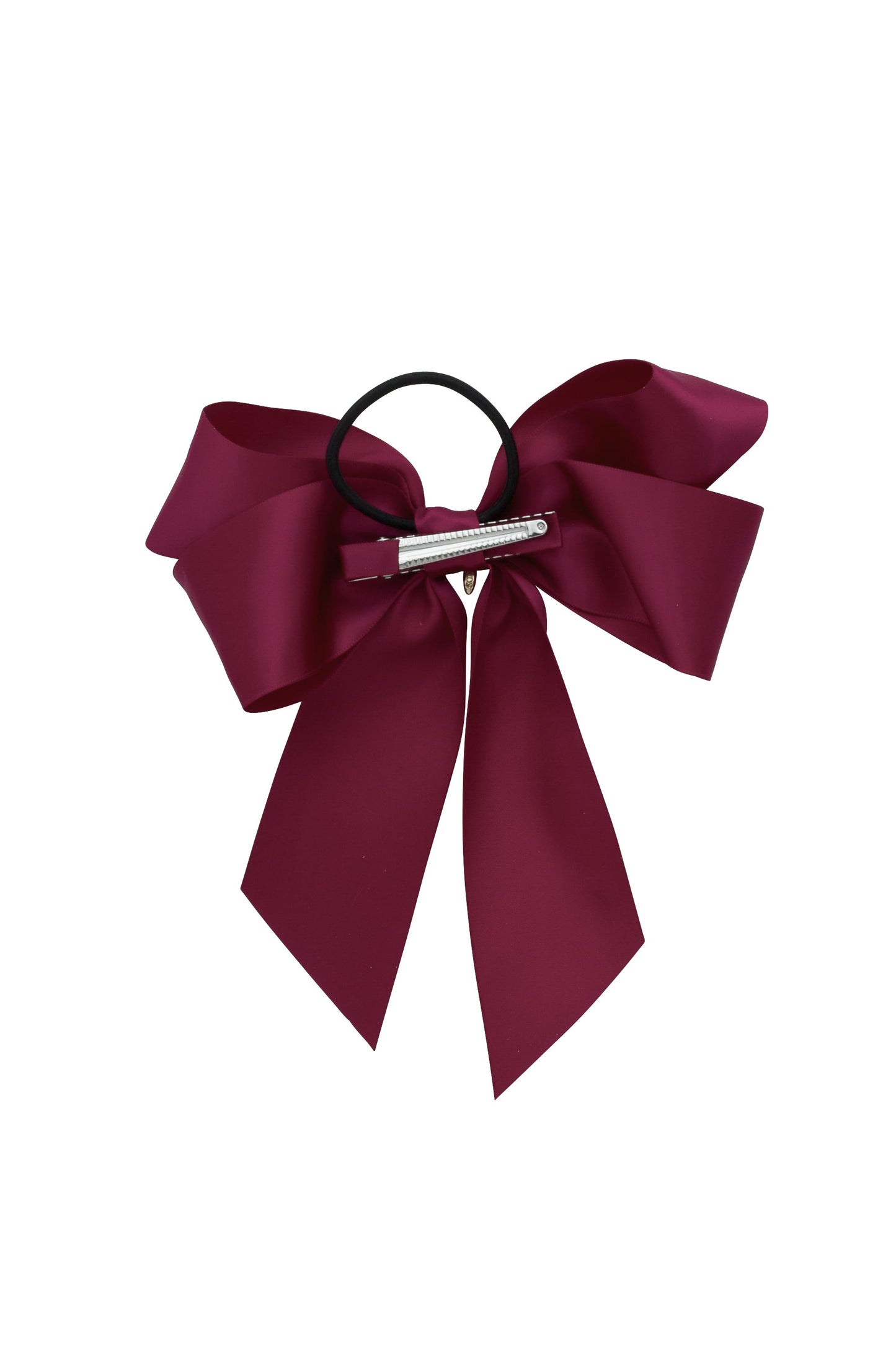 Oversized Bow Pony/Clip - Wine