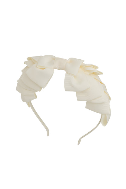 Pleated Ribbon Grosgrain Headband - Cream