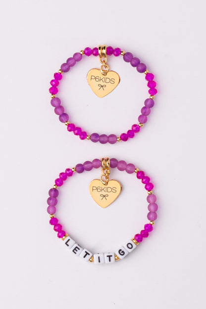 Power Mantra Bracelet Set- Hot Pink - "LET IT GO"