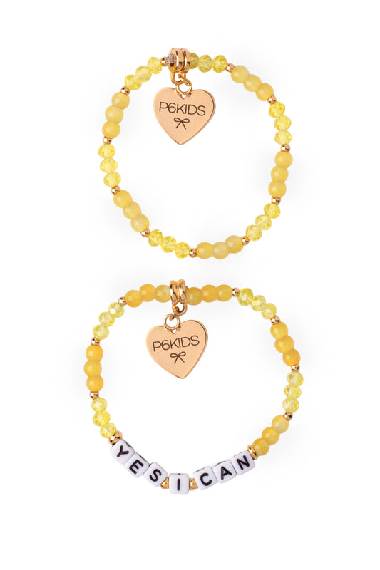 Power Mantra Bracelet Set - Yellow - "YES I CAN"