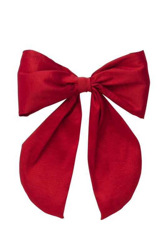 The Perfect Bow Clip - Large - Taffeta - Red