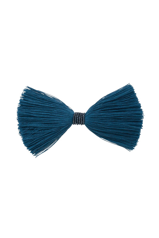 Waterfall Fringe Bow Clip - Nautical Blue