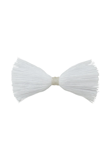 Waterfall Fringe Bow Clip - White