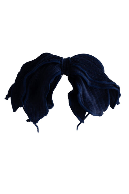 Winter Petals Headband - Navy Lines Velvet